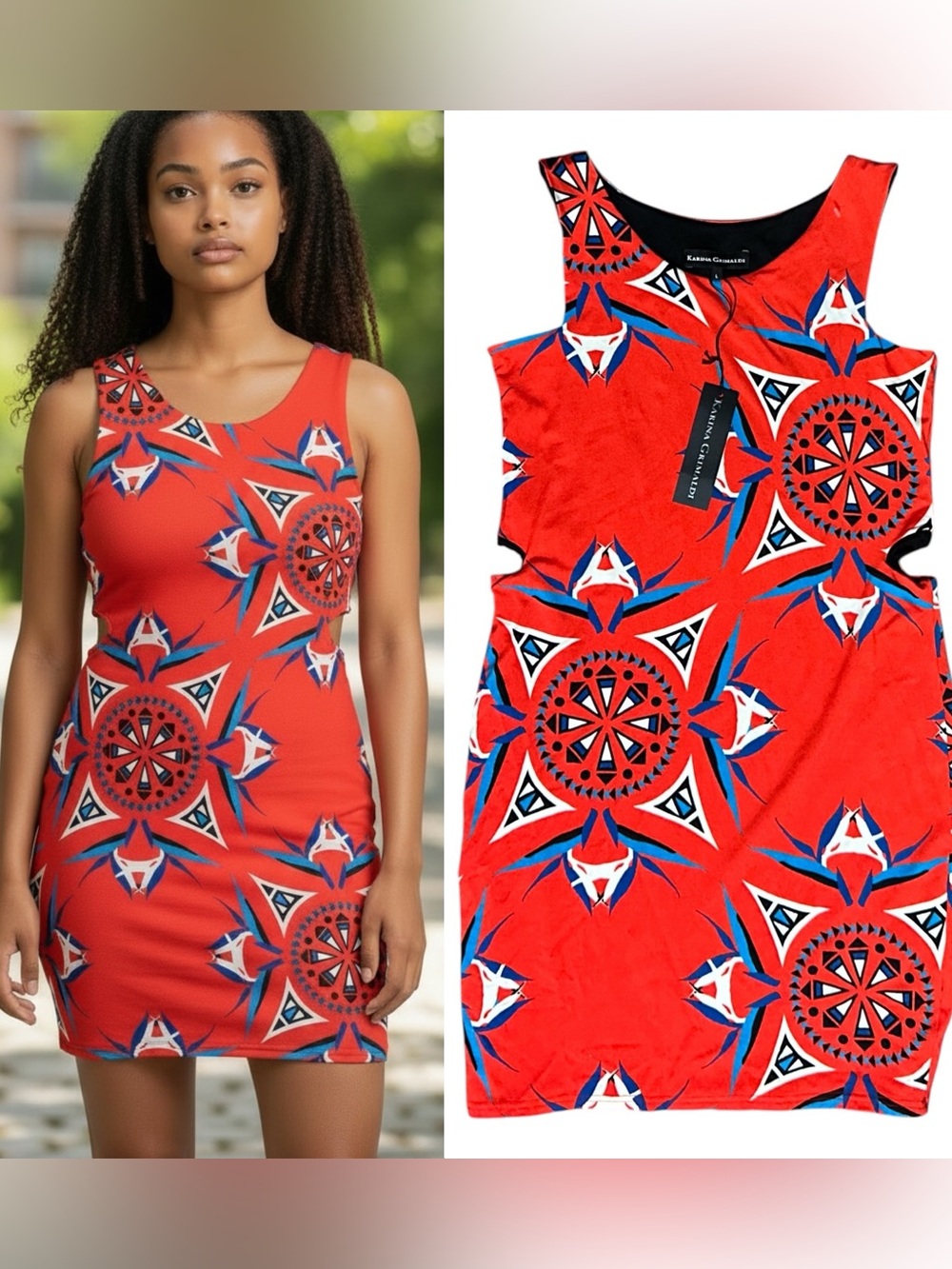 Karina Grimaldi Bodycon Cutout Mini Dress  STYLE: 321K Size Large  NWT
